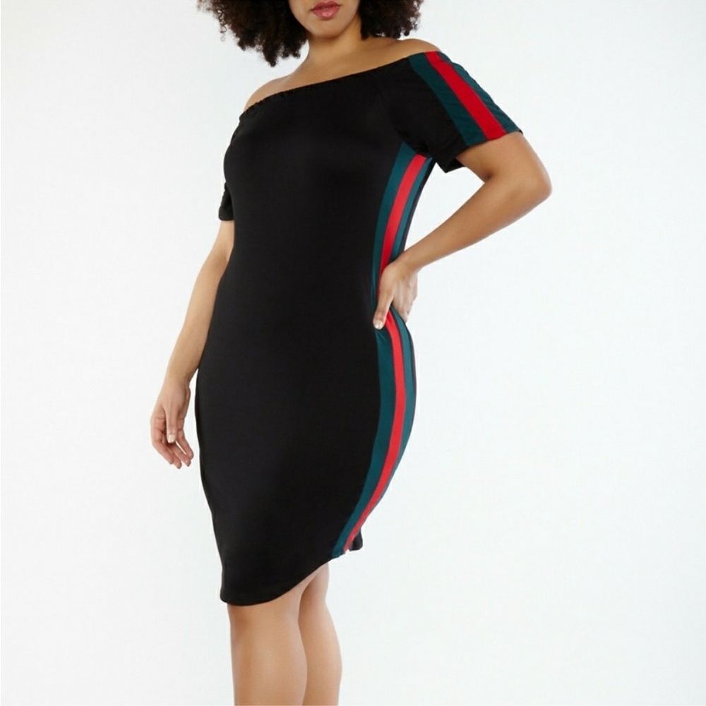 Soft knit side striped dress